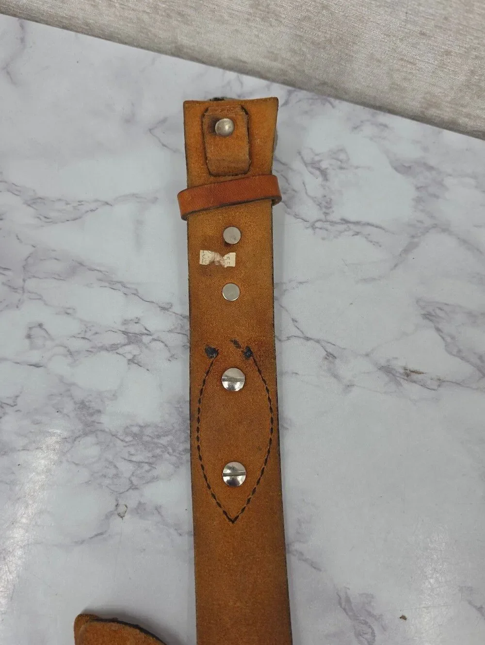 Vintage Tan Leather Men's Western Top Hand Belt Silver Floral Concho Accents